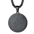 Collier pendentif sceau des sept archanges en acier inoxydable noir pour hommes - Noir