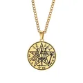 Goldene Pentagramm-Halskette aus Edelstahl mit Tetragrammaton-Talisman-Anhänger - Pentagramm Goldene Halskette