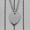 Brushed stainless steel guitar pick pendant necklace with pearl box chain for musicians - Shield Guitar Pick Necklace / Steel