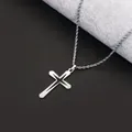Colgante de cruz hueca plateada en collar de cadena trenzada de acero para hombre - Cruz de Luz Estelar Cadena de Torsión
