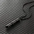 Collar de meditación negro mate con colgante de silbato cilíndrico en cadena de bolas - Perla Giratoria Negro Silbato
