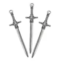 Trois pendentifs d'épée en argent avec poignées texturées pour colliers punk hip-hop DIY - Métal canon