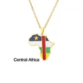 Detail of Africa map pendant with Central African Republic flag colors and gold chain - Gold / Central Africa