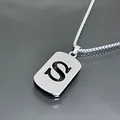 Collier en acier inoxydable argenté avec pendentif rectangulaire lettre S ajourée - Style Lettre S