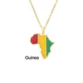 Detail of Guinea map necklace pendant with red, yellow and green flag colors in gold finish - Guinea Style