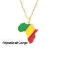 Detail of Republic of Congo map pendant with green, yellow, and red enamel finish - Republic of Congo Style