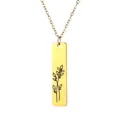 Detailed macro view of gold-plated rectangular flower pendant with matte brushed finish - Botanical Branch Style (5)