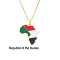 Detailed view of Sudan flag map pendant in gold plated stainless steel on fine chain - Republic of the Sudan Style