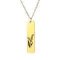 Detail of gold rectangular pendant with lily of the valley engraving on a fine chain - Lily of the Valley Style (8)