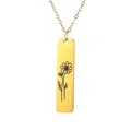 Macro detail of a rectangular gold pendant with a delicate floral engraving and fine chain - Daisy and Bud Style (10)