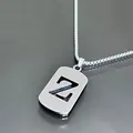 Polished stainless steel box chain necklace featuring a hollow rectangular letter Z pendant - Letter Z / Silver