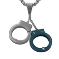 Punk style stainless steel handcuff pendant necklace with blue finish and Love Forever engraving - Pendant Only (No Chain) / Blue