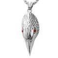 Punk eagle skull necklace in stainless steel with striking red crystal eyes and ball chain - Pendant Only (No Chain) / Silver With Red Stone