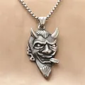 Retro bull demon skull pendant necklace in stainless steel with punk gothic style - Silver Pendant (No Chain)