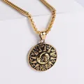 Collana con ciondolo sole e luna punk retrò in acciaio inossidabile dorato - Oro (Senza Catena)