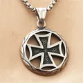 Pendente croce di ferro vintage in acciaio inossidabile punk su sfondo in tessuto - Solo Pendente (Senza Catena) / Argento