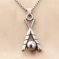 Vintage stainless steel baseball pendant with crossed bats on a sturdy square box chain - Pendant Only (Without Chain) / Silver