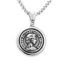 Silver Queen Elizabeth pendant necklace in polished stainless steel with box chain - Silver Pendant (No Chain)