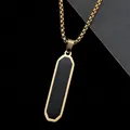 Minimalistische gouden box ketting met een lange rechthoekige zwarte hanger - Gouden Hanger (60cm Ketting)
