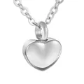 Polished silver heart-shaped cremation urn necklace with a classic O-chain link - Pendant Only (No Chain) / Silver