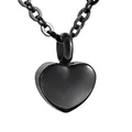 Detailed view of heart-shaped black cremation urn pendant on matching chain necklace - Pendant Only (No Chain) / Black