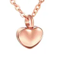 Polished rose gold heart cremation pendant with a minimalist O-shaped metal chain - Pendant Only (No Chain) / Rose Gold