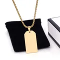 Gouden roestvrijstalen dogtag-ketting met box-ketting en blanco rechthoekige hanger - Goud