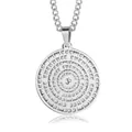 Vintage stainless steel yoga Om pendant necklace with Sanskrit script and cross chain - Silver