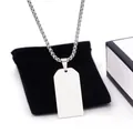 Zilveren roestvrijstalen dogtag-ketting met rechthoekige hanger en luxe geschenkdoos - Zilver
