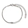 Dubbellaagse zilveren slangenketting armband met knoopbedel en kreeftensluiting - Zilver