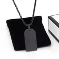 Gepolijste zwarte roestvrijstalen dog tag ketting met bijpassende ketting en fluwelen zakje - Zwart