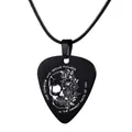Collier médiator avec gravure laser de crâne floral sur acier inoxydable noir - Motif Crâne et Fleur (Noir)