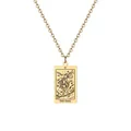Détail du collier doré avec pendentif carte de tarot Le Fou sur une chaîne en O - Le Fou / Argent