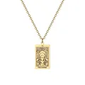 Détails du collier en acier inoxydable doré avec pendentif gravé de la carte tarot l'Amoureux - Les Amoureux