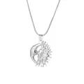 Collier argenté avec pendentif lune et soleil sur une chaîne serpent fine - Argent