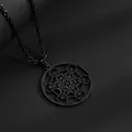 Collier noir en acier inoxydable avec pendentif Cube de Métatron et chaîne torsadée - Noir