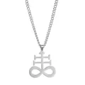 Collier croix de Léviathan gothique en acier inoxydable mat avec chaîne gourmette - Style Argent Chaîne Gourmette