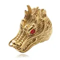 Retro golden dragon ring with red zircon eyes in punk style, crafted from titanium steel - US 8 / Gold