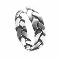 Vintage gevlochten titanium stalen ring met geoxideerde afwerking en punk-stijl textuur - US 6 / Antiek Zilver