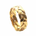 Gouden titanium stalen gevlochten ring met vintage punk geweven ontwerp voor heren - US 6 / Goud