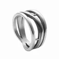 Punk style hollow vine ring in polished stainless steel with vintage silver finish - US 7 / Antique Silver