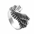 Vintage punk eagle wings ring in retro silver stainless steel for men's jewelry - US 7 / Antique Silver
