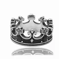 Detalle de anillo de corona vintage con gemas negras y motivos de cruces góticas - Talla 7 / Plata Vintage Zirconia Negra