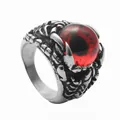 Retro punk titanium steel dragon claw ring with a red devil eye stone in gothic style - US 7 / Vintage Silver Style 2 (Dragon Eye)