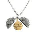 Pendentif tournesol ouvrant en acier avec gravure You Are My Sunshine - Pendentif Seul (Sans Chaîne) / Bicolore (Or & Argent)