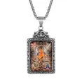 Retro titanium steel necklace with a colorful Tibetan Jambhala Buddhist pendant - Steel Black Dzambhala Pendant Only (Without Chain)