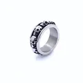 Anillo retro de acero inoxidable para hombre con diseño de calavera gótica hip hop - US 9 / Plata Antigua