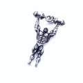 Vintage titanium steel muscular man dumbbell pendant necklace for bodybuilding enthusiasts - Pendant Only (No Chain)