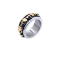 Anillo punk para hombre de acero inoxidable con relieves de calaveras oro vintage - US 9 / Bicolor (Oro y Plata)