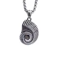 Vintage stainless steel snail pendant with square box chain in a punk aesthetic style - Pendant With Long Chain